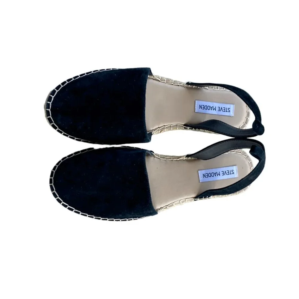 Steve Madden women's Lesko Espadrille flat size 10 black suede - Picture 2 of 6